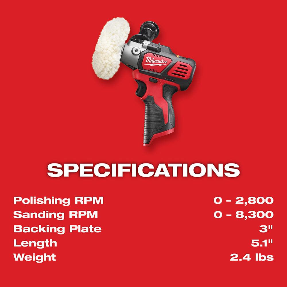 Milwaukee M12 12 Volt Lithium-Ion Cordless Variable Speed Polisher/Sander 2438-20 from Milwaukee