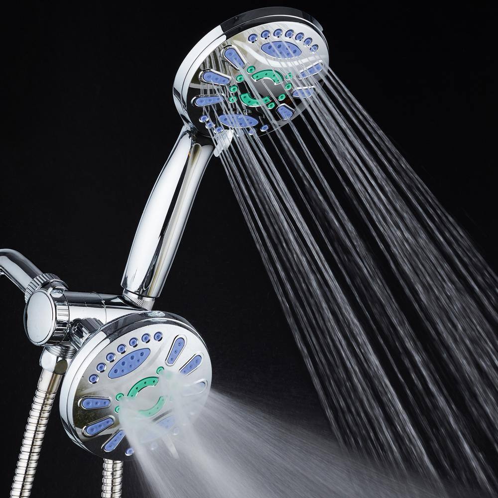 Aquastar Antimicrobial 48-Spray 4.3 in. High Pressure 3-Way Dual Shower Head and Handheld Shower Head Combo in Chrome 6740