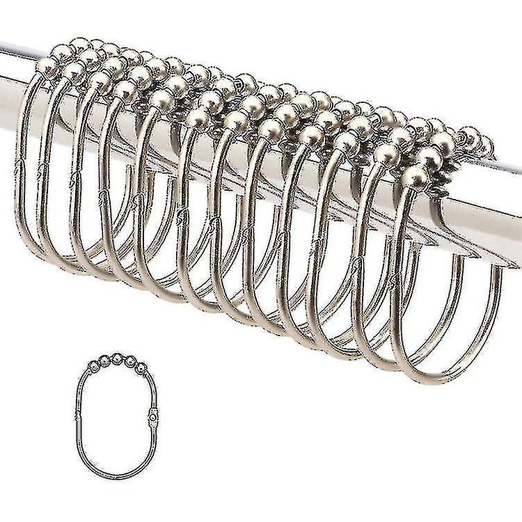 Depot Set Of 12 Stainless Steel Wide Shower Curtain Ring Hooks (shiny Nickel)