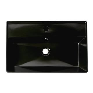 ALFI BRAND 23.38 in. Above Mount Porcelain Rectangular Vessel Sink in Black Matte ABC901-BM