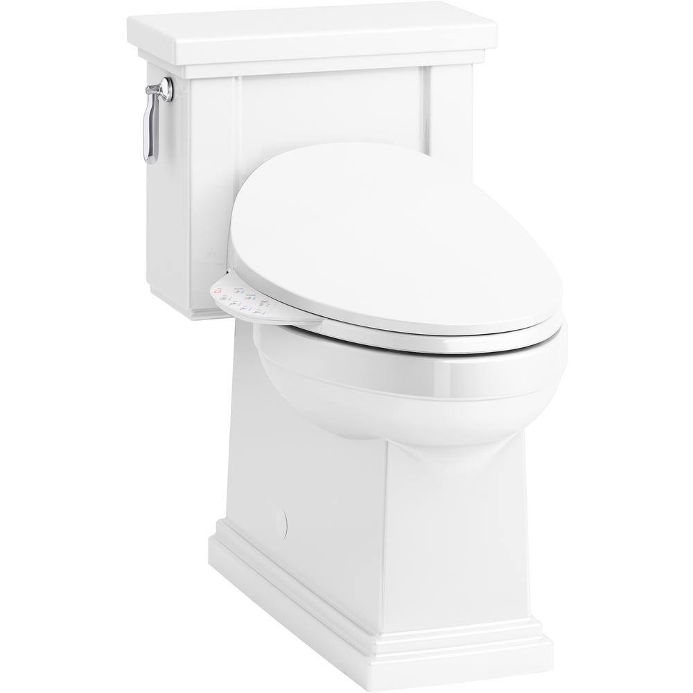 KOHLER Tresham 1-piece 1.28 GPF Single Flush Elongated Toilet with C3-230 Electric Bidet Toilet Seat in White K-3981-4108-0