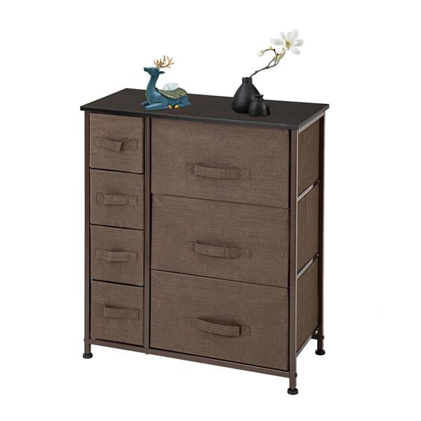 Dresser with 7 Drawers - Furniture Storage Tower Unit for Bedroom, Hallway, Closet, Office Organization - Steel Frame, Wood Top, Easy Pull Fabric Bins (Small)