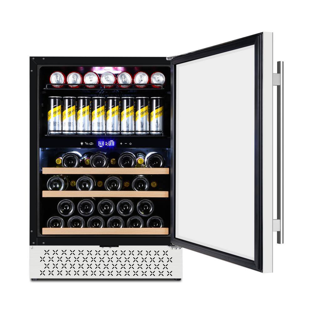 Tylza Dual Zone 24 in. 29-Bottle (25.36 oz.) Wine and 94 Can (12 oz.) Beverage Cooler Buitl-in and Freestanding TYWC150-2