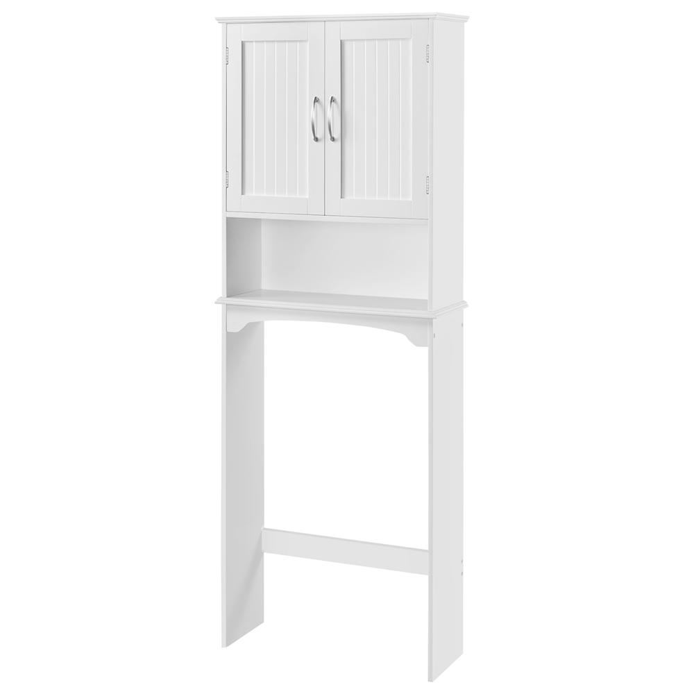 SmileMart 9 Width Wooden Over The Toilet Bathroom Storage Cabinets with Door， White