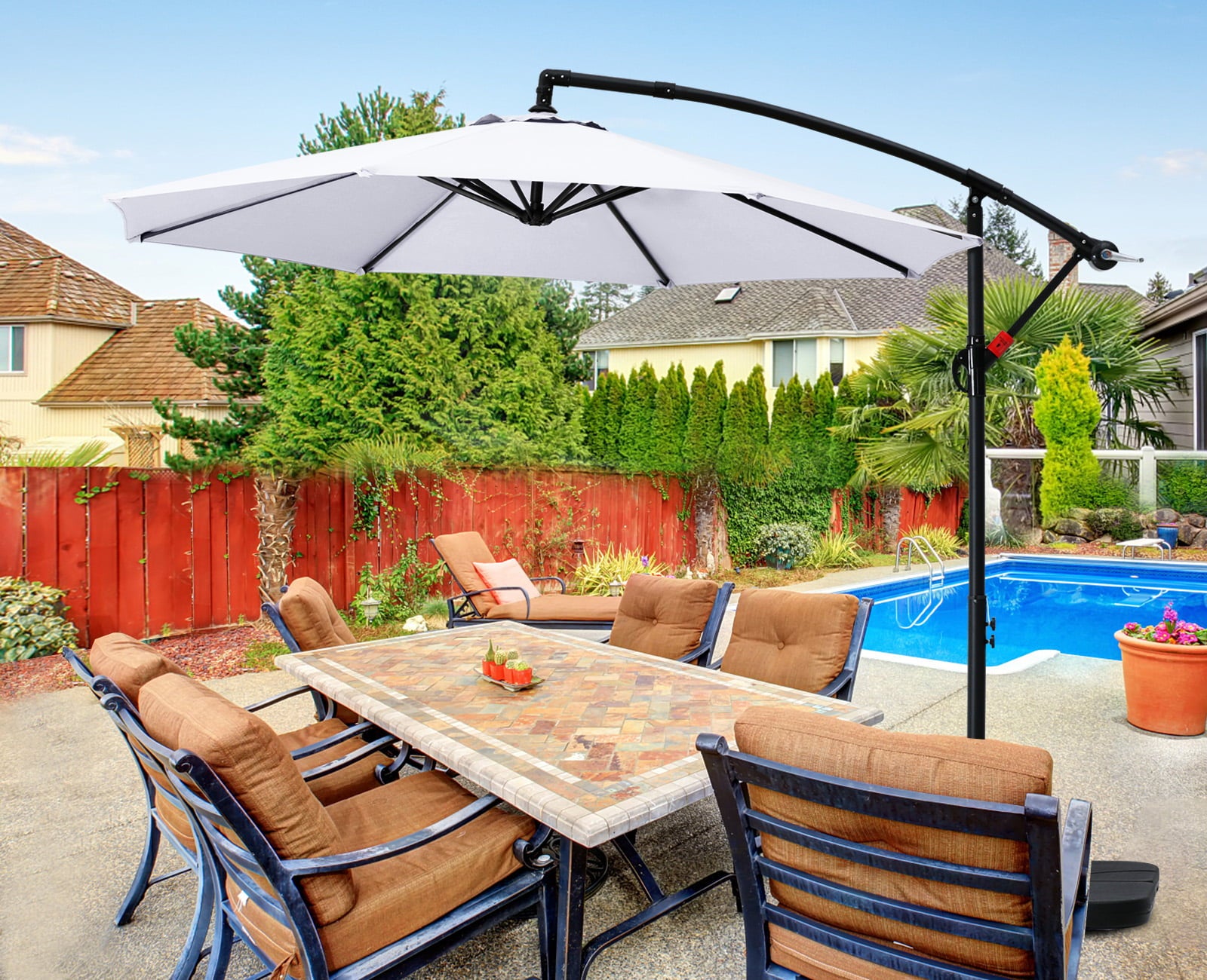 ABCCANOPY 10 FT Patio Umbrellas with Crank & Cross Base for Garden, Backyard, Pool and Beach, 12+ Colors(Light Gray)