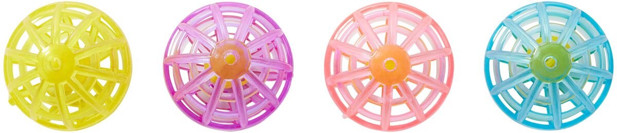 Ethical Pet Lattice Balls Plastic and Bell Cat Toy， Color Varies， 1.5-in， 4 count