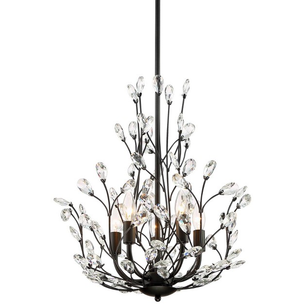 Wide Modern Clear Crystal Glass Leaf 5 light Fixture For Dining Room Foyer House Kitchen Island