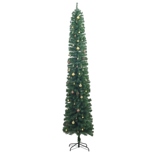 vidaXL Christmas Tree Decoration Artificial Slim Tree with Stand Green PVC