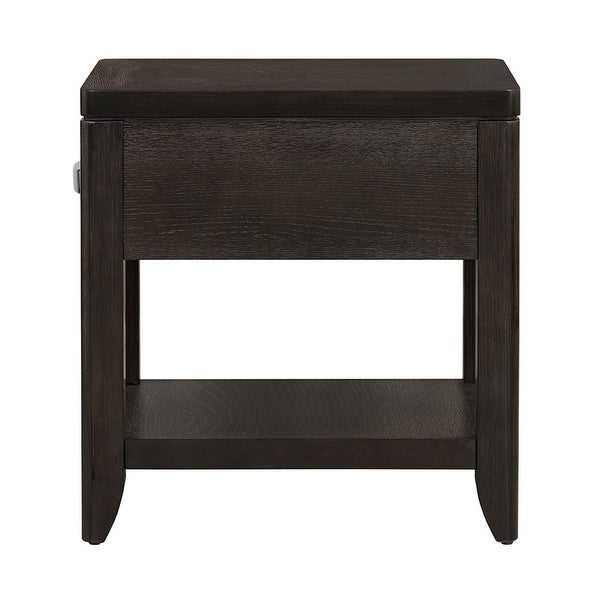 Joni 25 Inch Side End Table， 1 Drawer and Shelf， Espresso Brown Acacia Wood