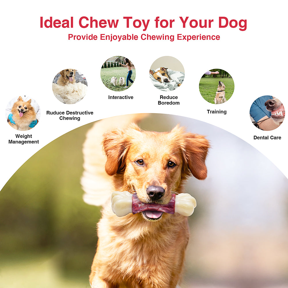 MASBRILL Large Dog Toys for Aggressive Chewers， Dog Toys for Large Dogs， Tough Dog Bone Chew Toys for Medium/ Large Dogs， Toothbrush Dog Toys for Aggressive Chewers Large Breed