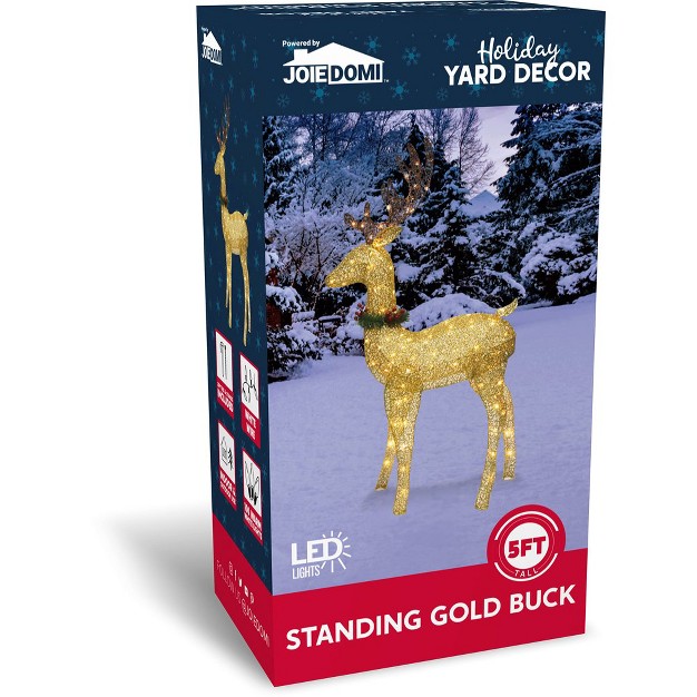 Joiedomi 5ft Gold Buck With Wreath amp ribbon Yard Light Christmas Outdoor Deer Yard Lights Decor