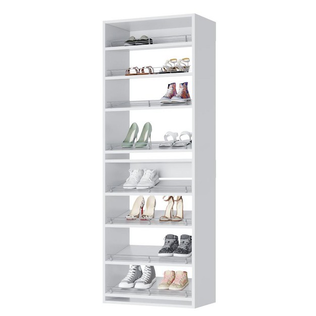 Modular Closets Built in Closet Tower With Slanted Shoe Shelves