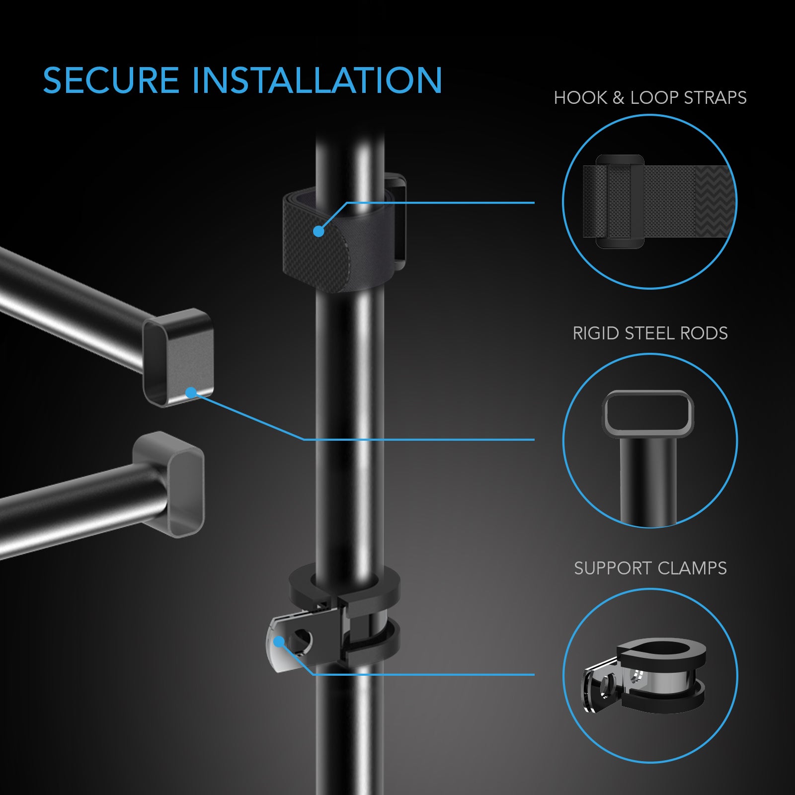 AC Infinity Grow Tent Mounting Bars 3x3’， Support Pole Steel Hanging Bars， High CFM Kit for 3x3 Indoor Grow Tents