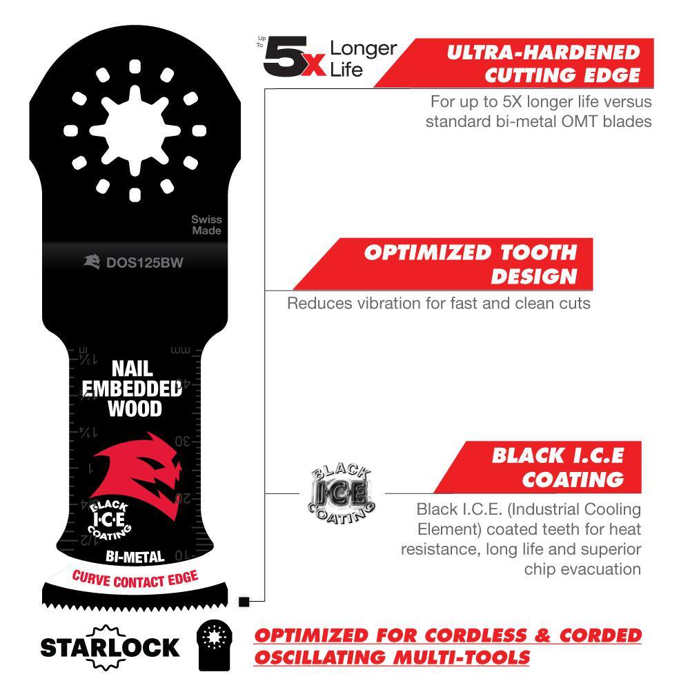 DIABLO 1-14 in. Starlock Bi-Metal Oscillating Blades for Nail-Embedded Wood DOS125BW