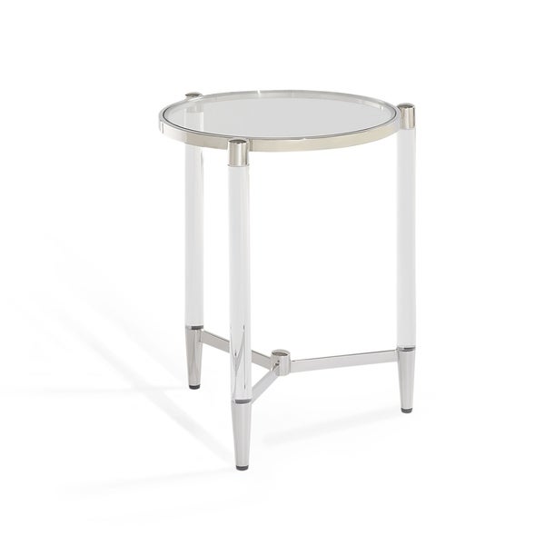 Marilyn Glass Top and Steel Base Round End Table