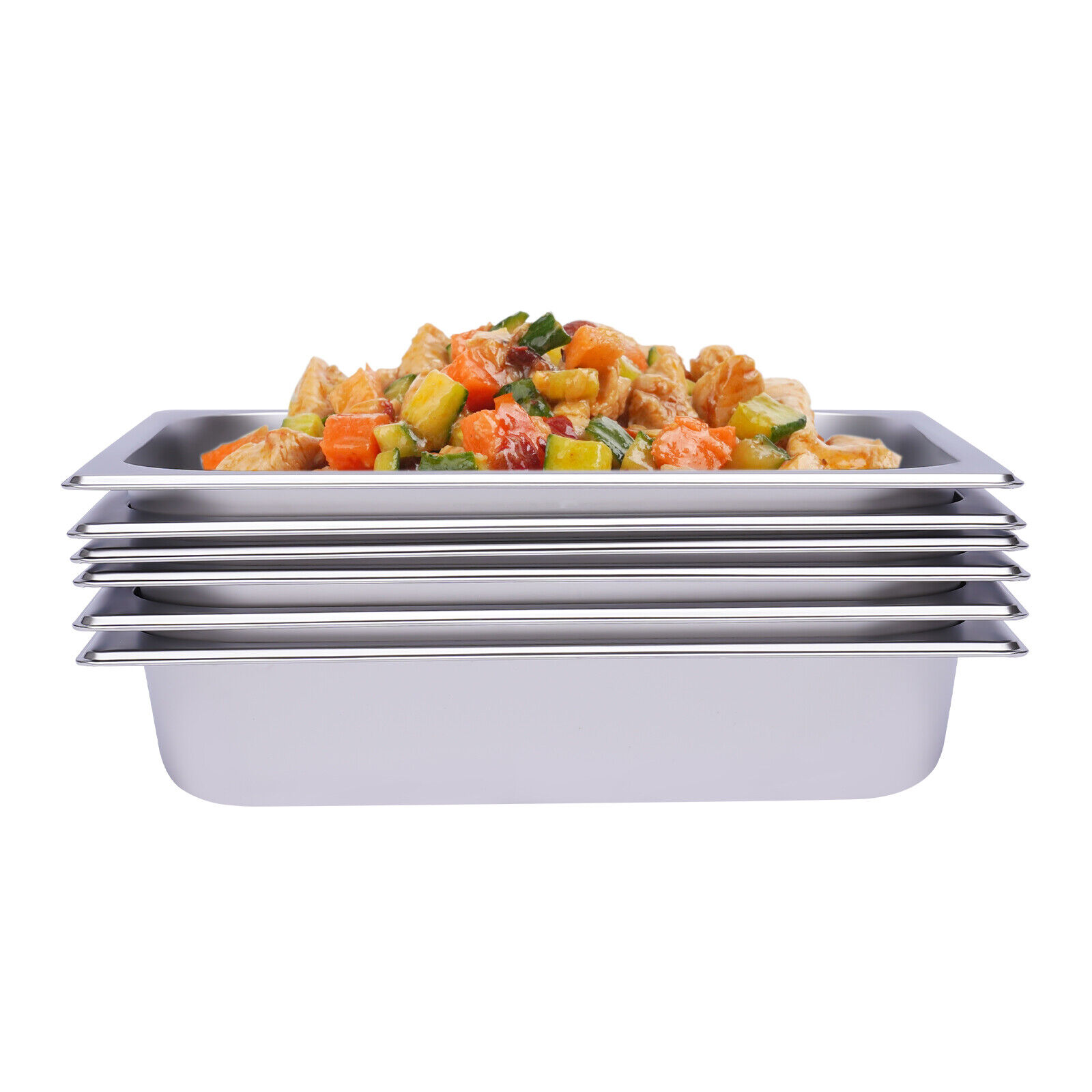 Miumaeov 6Pcs 2.36inch Deep Steam Table Pans 1/2 Size Restaurant Stainless Steel Steam Table Chafing Pans for Hotel Buffet 12.99x10.24x2.36inch