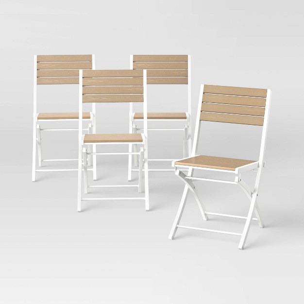 Bryant 4pk Faux Wood Folding Patio Bistro Chairs