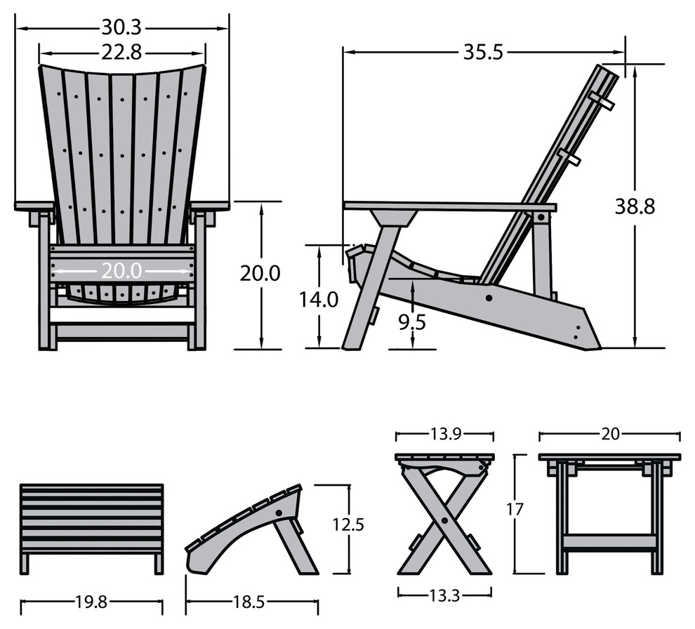 Manhattan 3 Piece Beach Adirondack Set   Transitional   Outdoor Lounge Sets   by highwood  Houzz