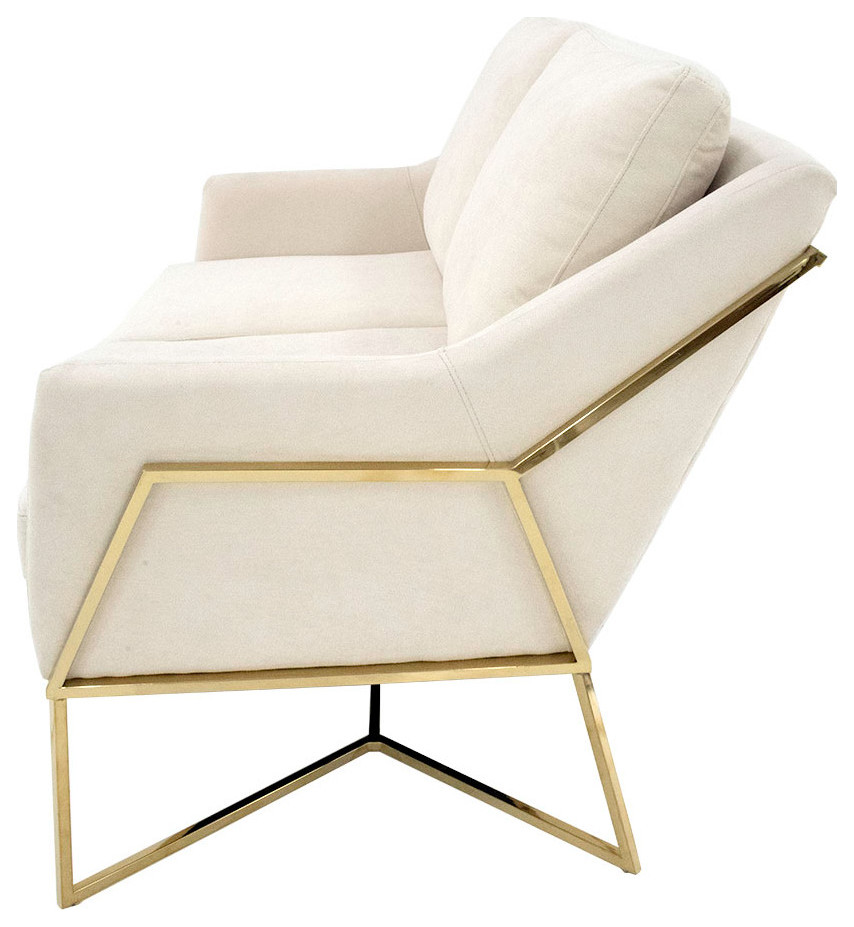 Abana Loveseat with off White Fabric   Midcentury   Loveseats   by Virgil Stanis Design  Houzz