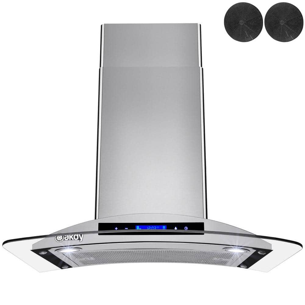 AKDY 30 in 343 CFM Convertible Kitchen Wall Mount Range Hood in Stainless Steel with Tempered Glass and Touch Controls