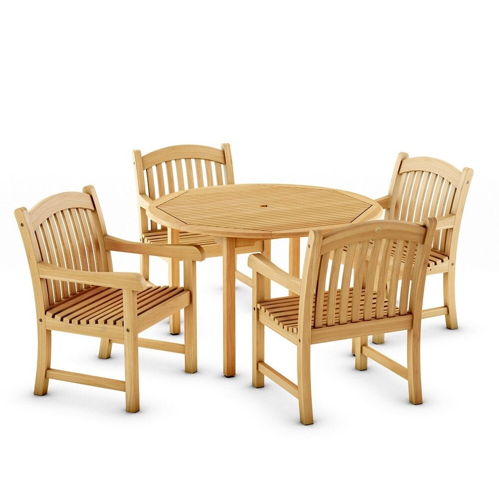 5 piece Round Wood Outdoor Dining Set