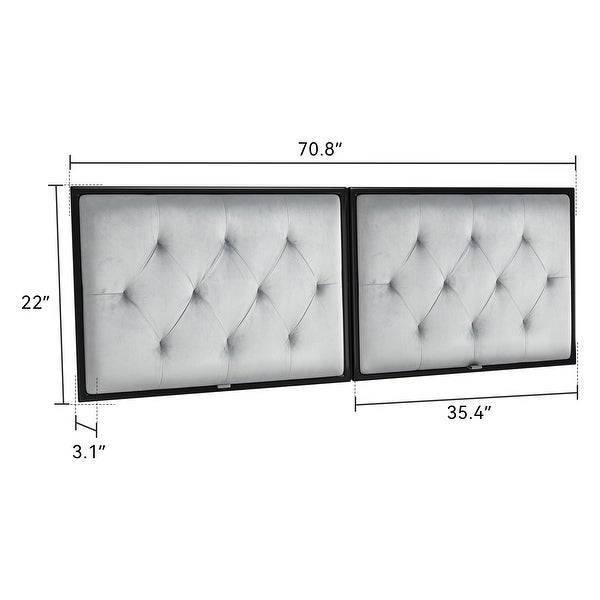 Set of 2 King Wall Mounted Headboard Multifunction Upholstered Headboard - - 38076312