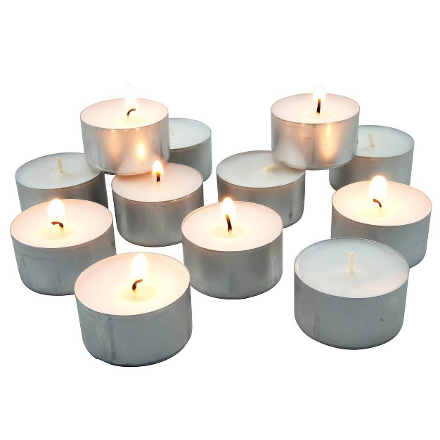 8hr Long Burning Tea Light Unscented Candles White Stonebriar Collection