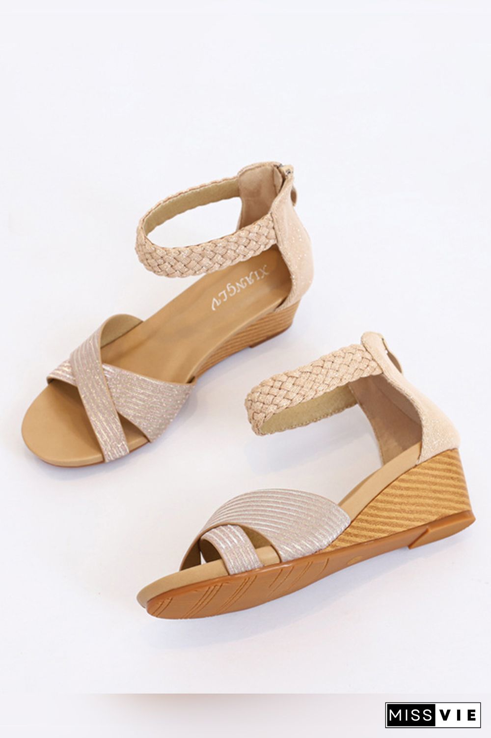 Peep-Toe Wedged-Heel Sandals Wholesale