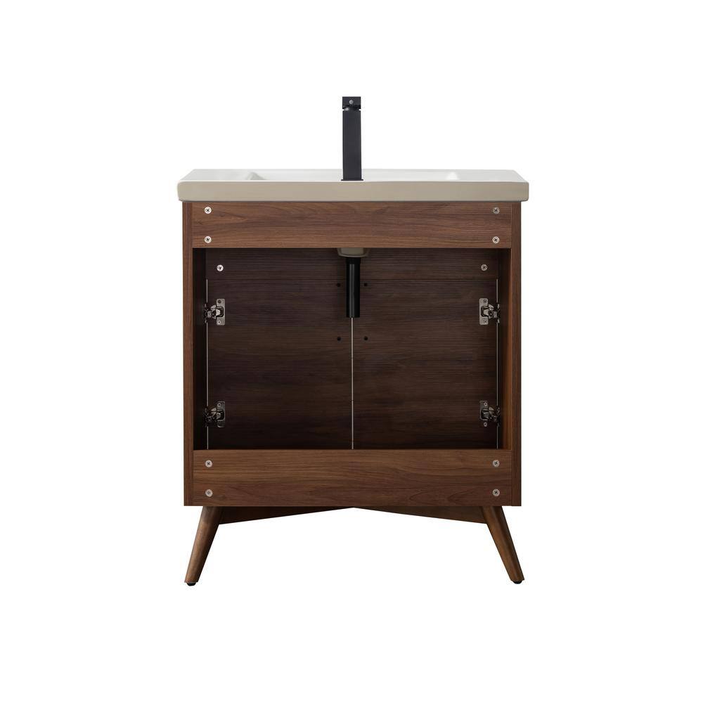 SUDIO Nelson 30 in. W x 18.5 in. D x 34 in. H Bath Vanity in Walnut with White Ceramic Top Nelson-30WN