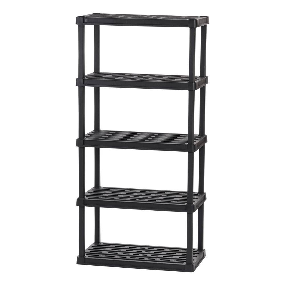 IRIS Plastic Rack Shelf with 5 Large Shelves Black 510003