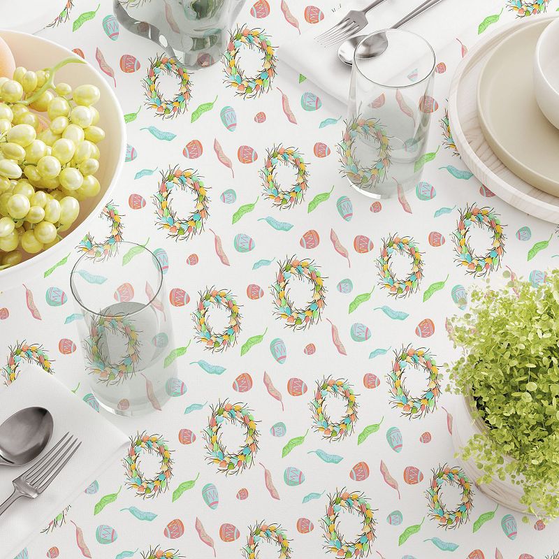 Square Tablecloth， 100% Cotton， 60x60， Colorful Spring Easter