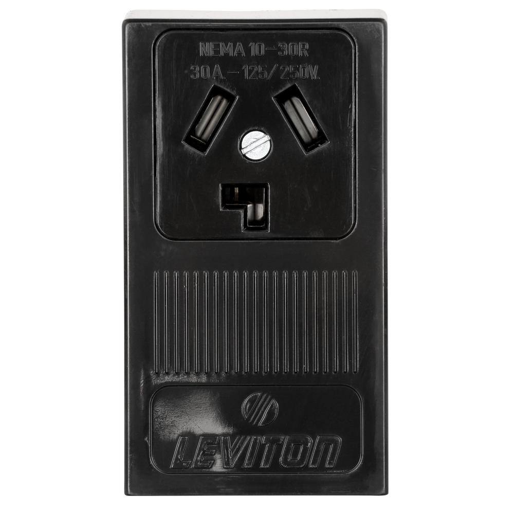 Leviton 30 Amp Surface Mount Power Single Outlet Black R20-05054-P00