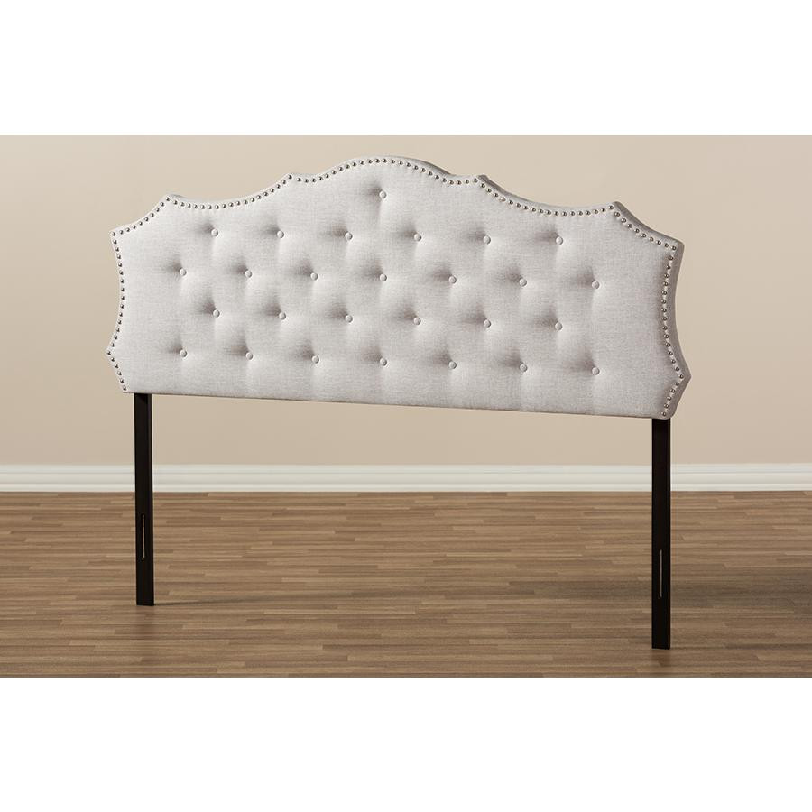 Aurora Modern and Contemporary Greyish Beige Fabric Queen Size Headboard   Transitional   Headboards   by Interiortrade  Houzz