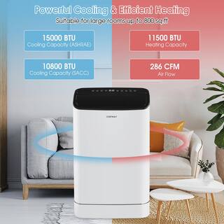 Costway 15000 BTU Portable Air Conditioner AC Unit 4-in-1 Cools 800 Sq. Ft. with Heater Dehumidifier APP Control in White FP10348US-WH