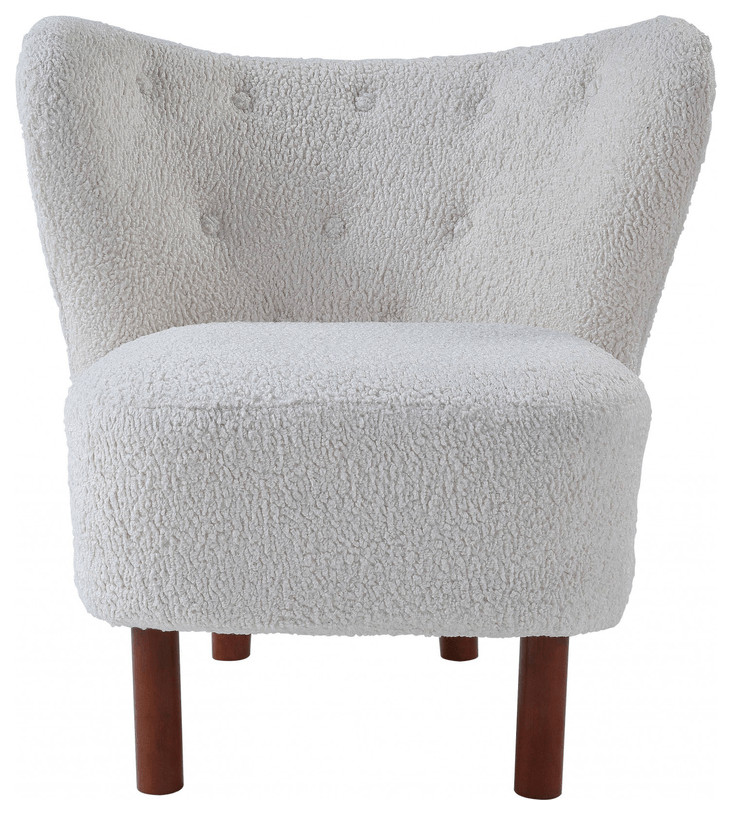 31 quotWhite Sherpa And Brown Polka Dots Wingback Chair   Transitional   Armchairs And Accent Chairs   by HomeRoots  Houzz