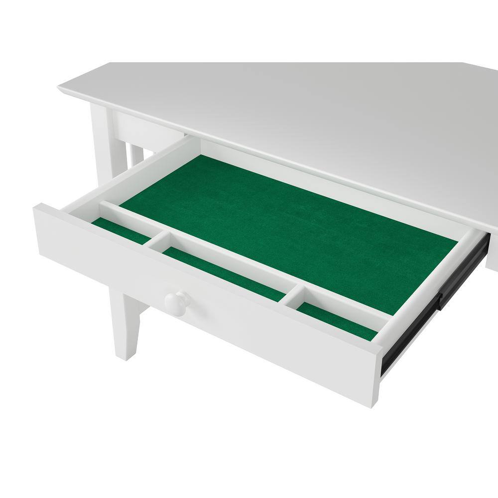 AFI 48 in. Rectangular White 1 Drawer Writing Desk with Solid Wood Material AH12212