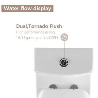 LORDEAR 12 in. Rough-In 1-piece 1.61.1 GPF Dual Flush Elongated Toilet in White Soft Close Seat Included MT60DL8