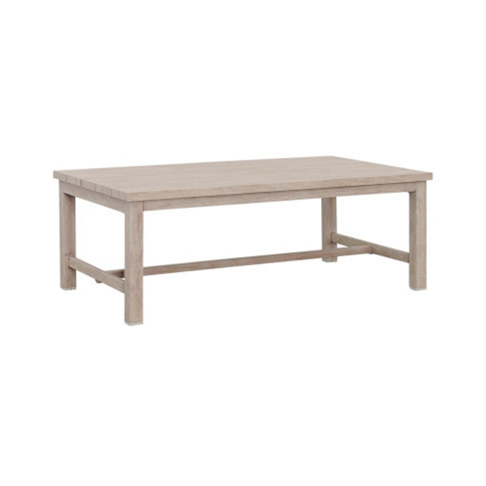 Durable Aluminum Coffee Table   Solid Construction  Whitewashed Birch Look  Dual Stretchers