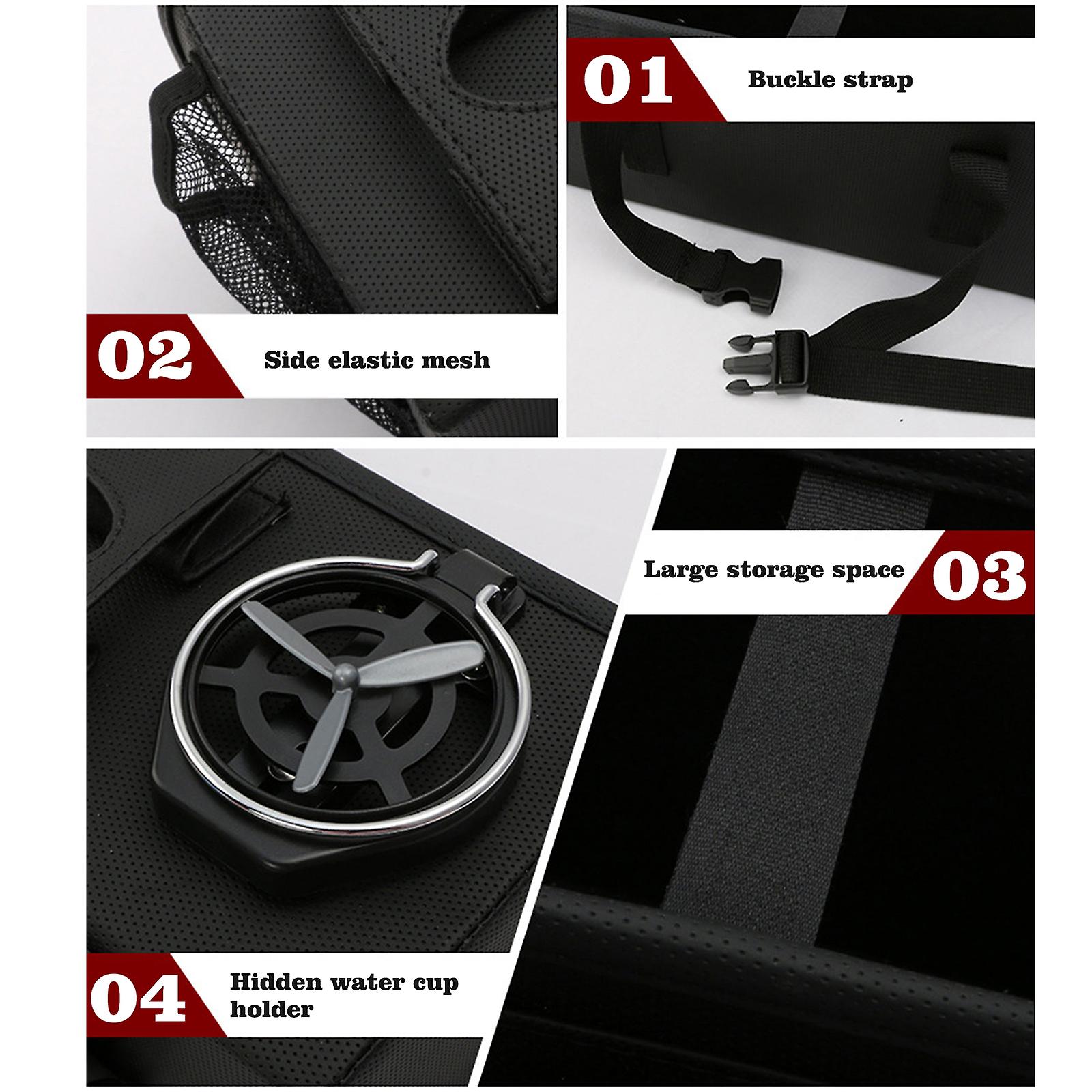 Car Rear Seat Storage Hanging Bag Multifunctional Leather Hanging Storage Bag Beverage Paper Towel Sunglasses Storage Bag Brown