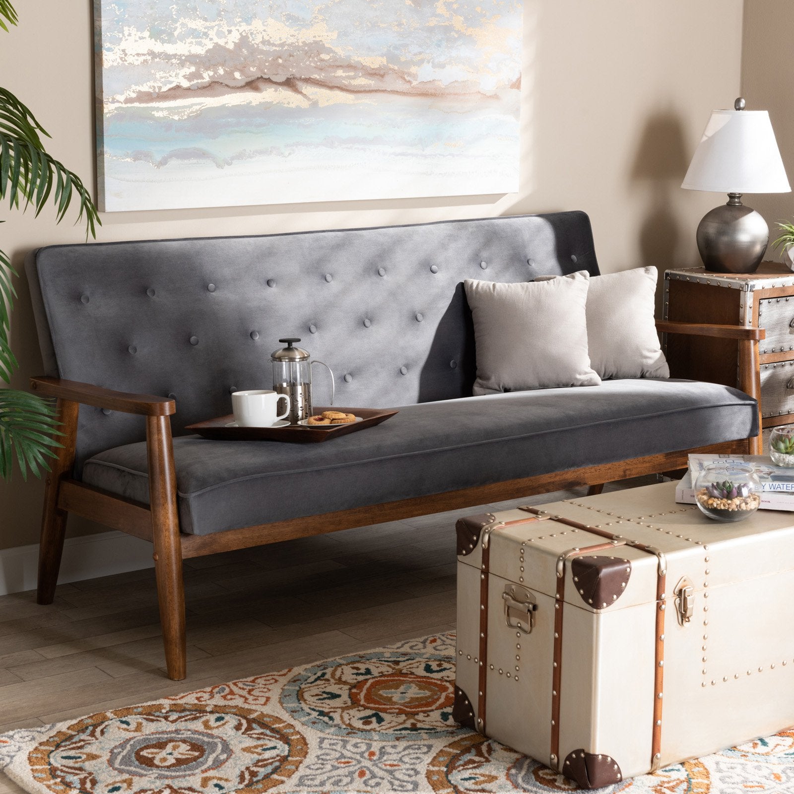 Baxton Studio Sorrento Velvet Tufted Sofa