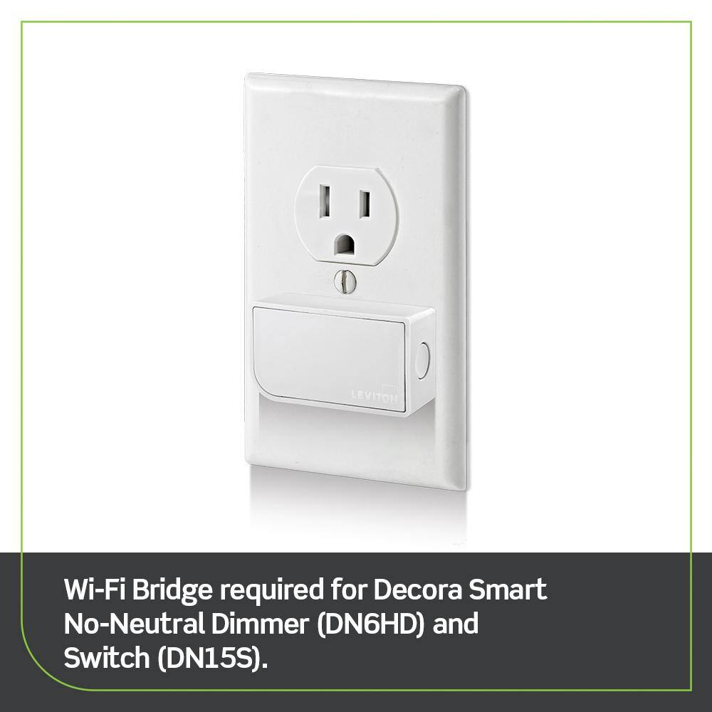 Leviton Decora Smart Wi-Fi Bridge Use with DN6HDDN15S No-Neutral Dimmers and Switches R02-MLWSB-1RW