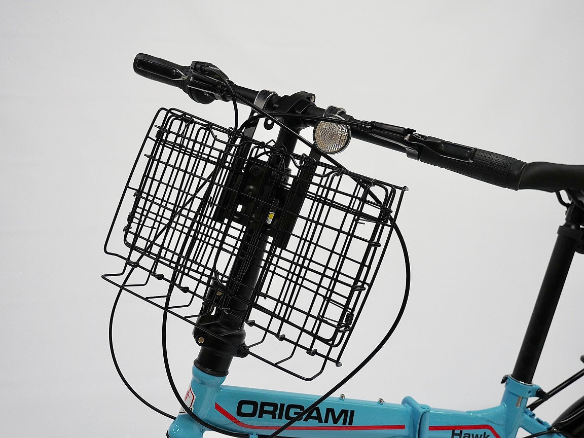 Bicycle handlebar folding wire basket