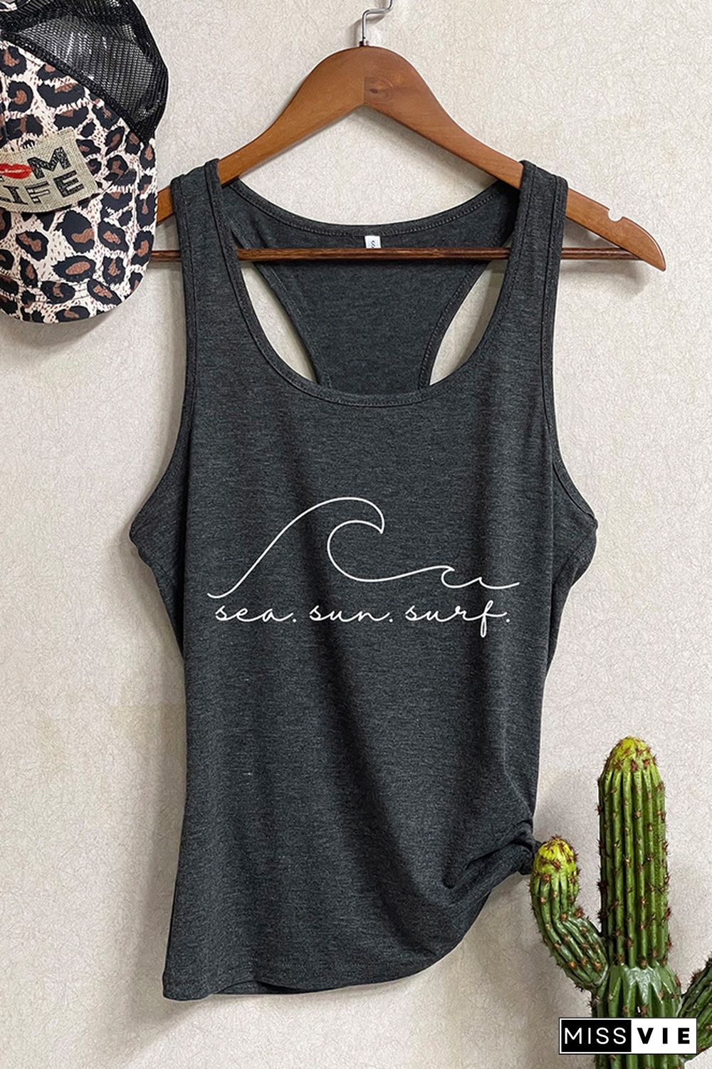 Sea Sun Surf Sleeveless Graphic Tank Top