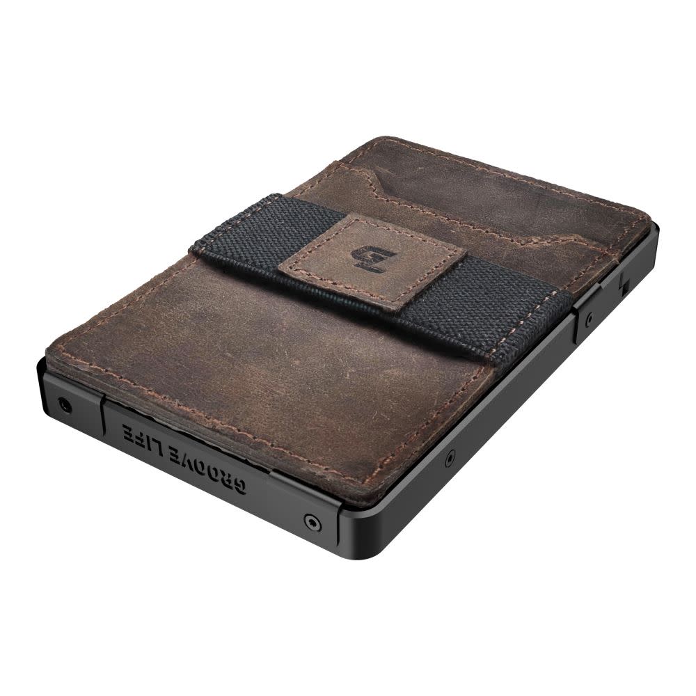 Groove Wallet Midnight Black Brown Leather ;