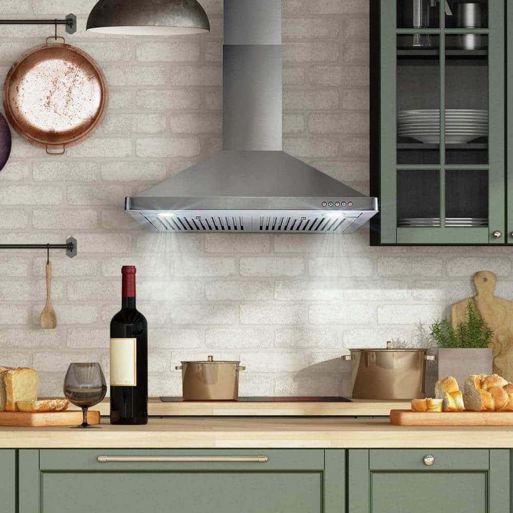 Cosmo 30 in Ducted Wall Mount Range Hood in Stainless Steel with LED Lighting and Permanent Filters