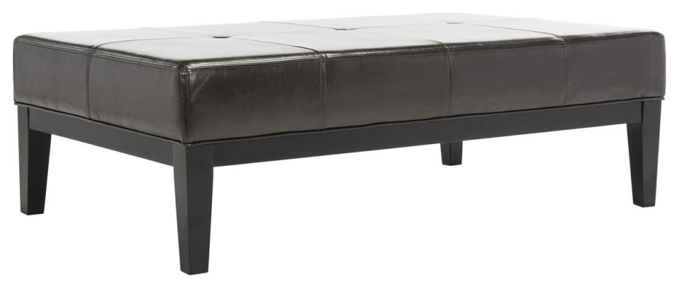 Tonita Rectangle Cocktail Ottoman Brown/ Black   Transitional   Footstools And Ottomans   by Peachtree Fine Furniture  Houzz