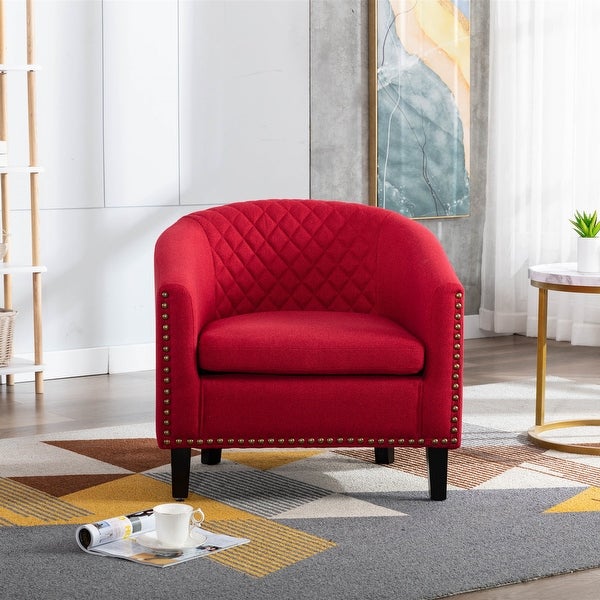 Modern Accent Barrel Chair Living Room Chair With Nailheads