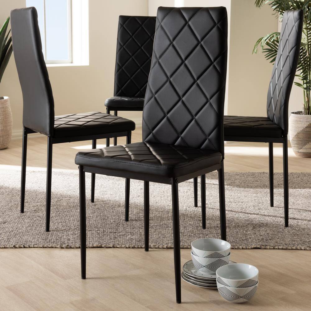 Baxton Studio Blaise Black Faux Leather Upholstered Dining Chair (Set of 4) 146-4PC-8781-HD