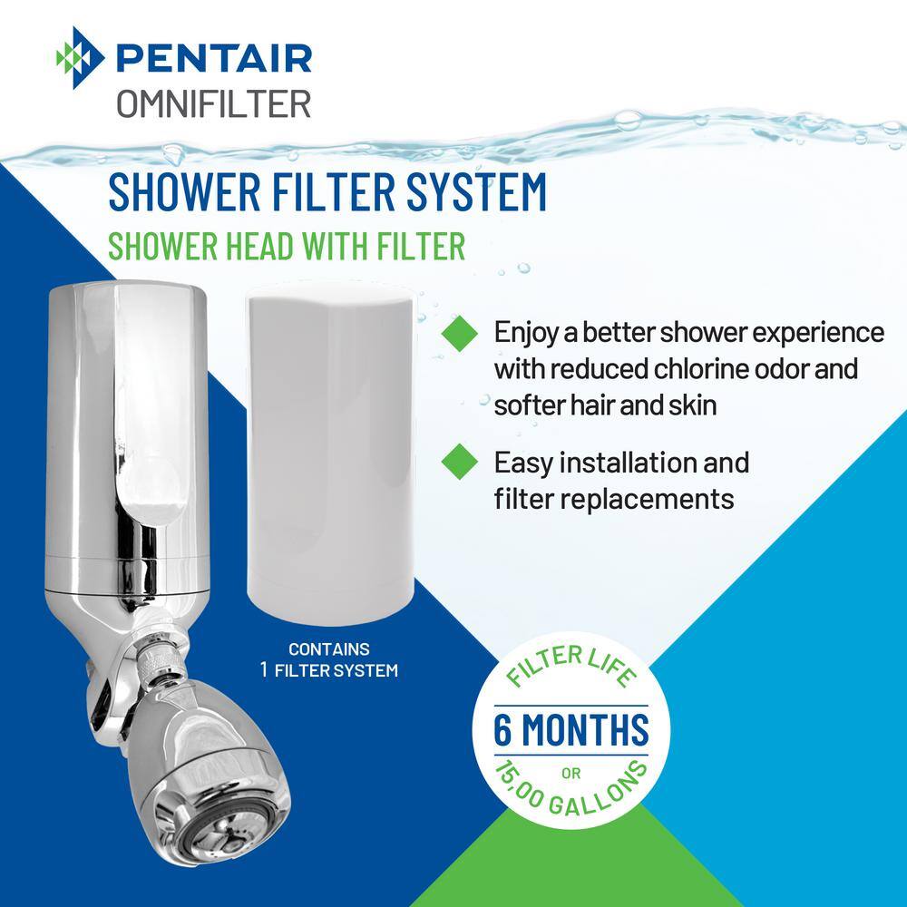 OmniFilter Shower Filter with Head Water Filtration System in Chrome SFS-SG-15000-QC-1