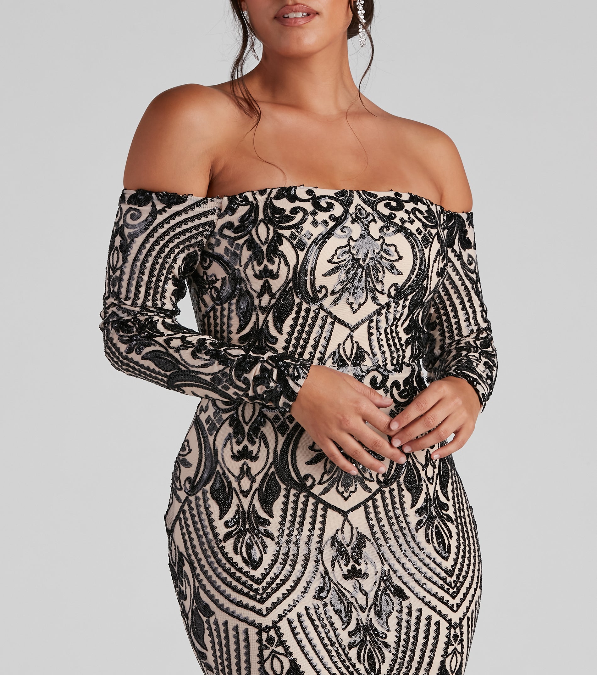 Paityn Formal Off-The-Shoulder Sequin Dress